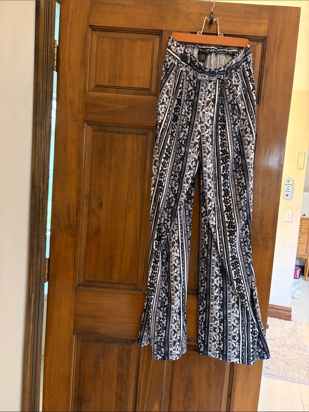 Robert Louis Black & White Floral Stripe A-Line Skirt